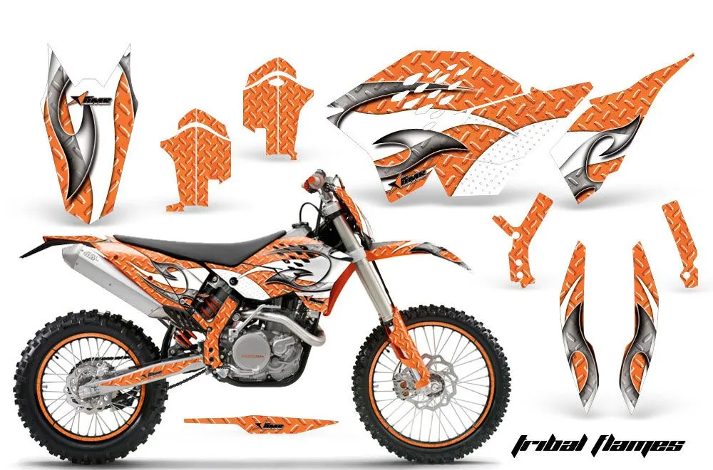 KTM C5 SX / SX-F 125 / 525 Dirt Bike Graphic Kit - 2007-2010 Tribal Flames White
