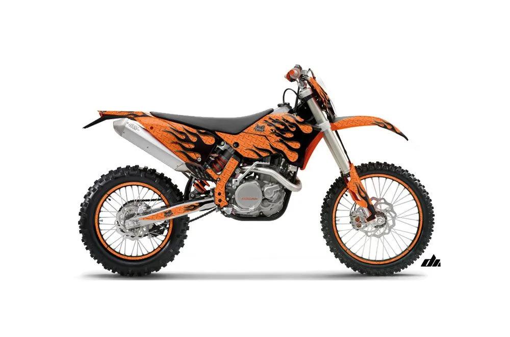 KTM C5 WCFW 250 Dirt Bike Graphic Kit - 2011 Diamond Flames Orange