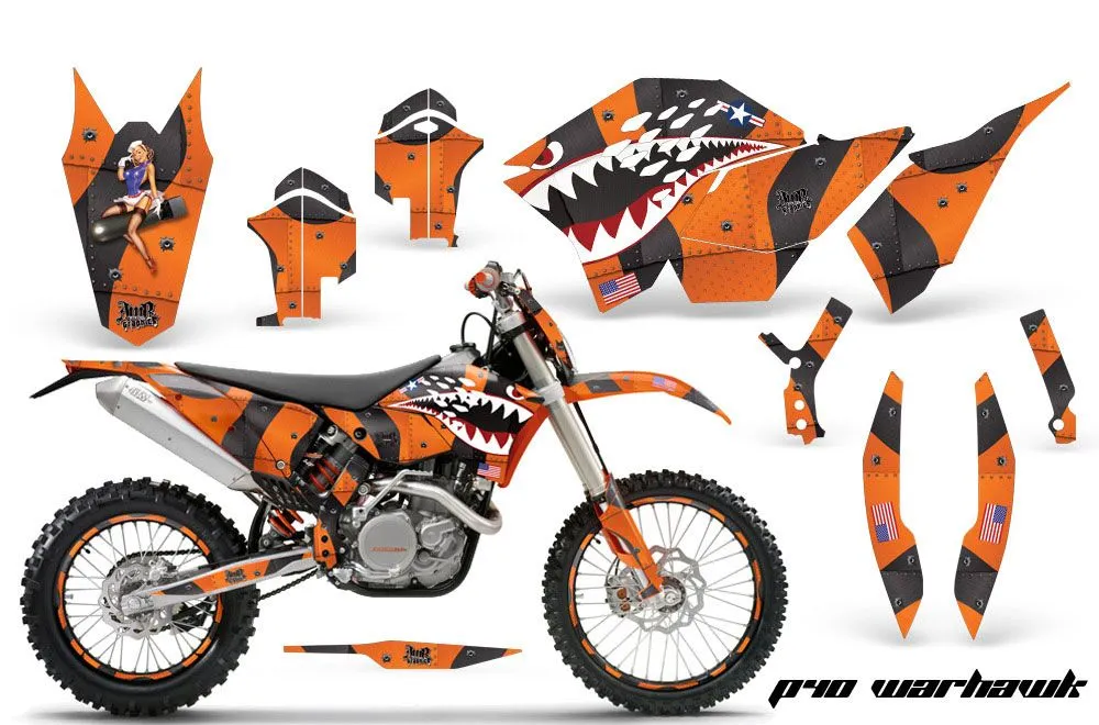 KTM C5 XC 125 / 525 Dirt Bike Graphic Kit - 2008-2010 P40 Warhawk Orange