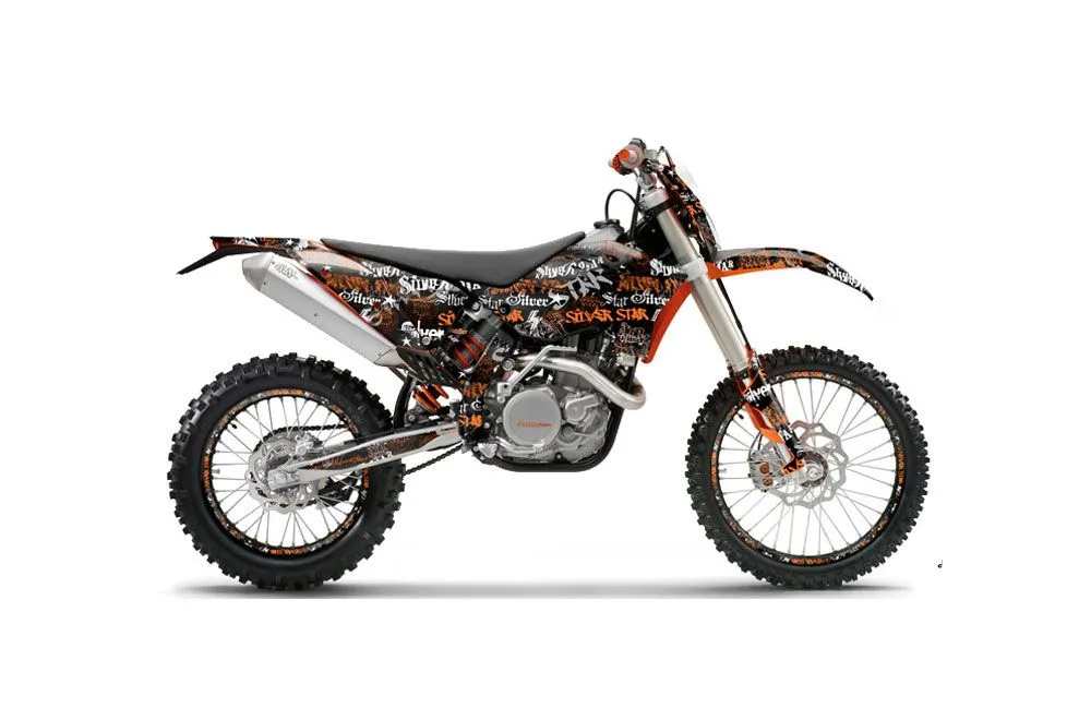 KTM C5 XCW 200/ 250 / 300 Dirt Bike Graphic Kit - 2011 Silver Star - Silverhaze Orange
