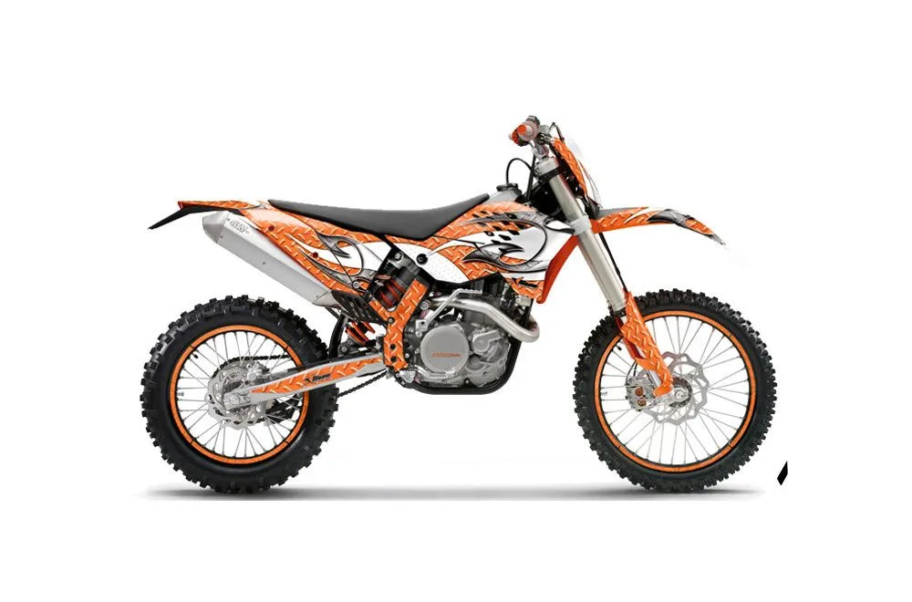 KTM C5 XCW 200/ 250 / 300 Dirt Bike Graphic Kit - 2011 Tribal Flames White