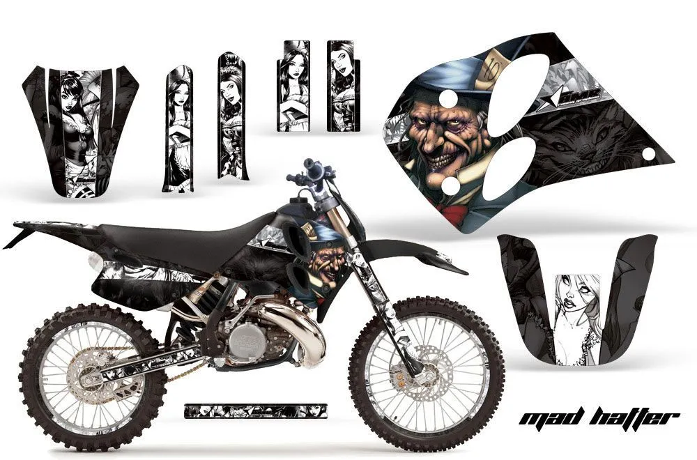 KTM C6 EXC 2 Stroke Dirt Bike Graphic Kit - 1993-1997 Mad Hatter Black