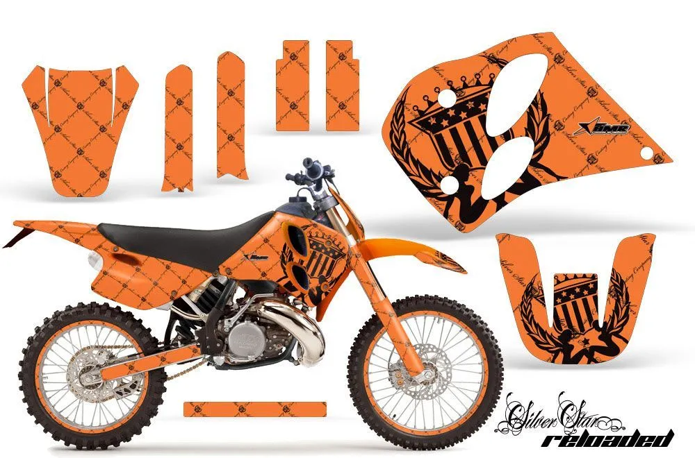 KTM C6 EXC 2 Stroke Dirt Bike Graphic Kit - 1993-1997 Silver Star - Reloaded Orange