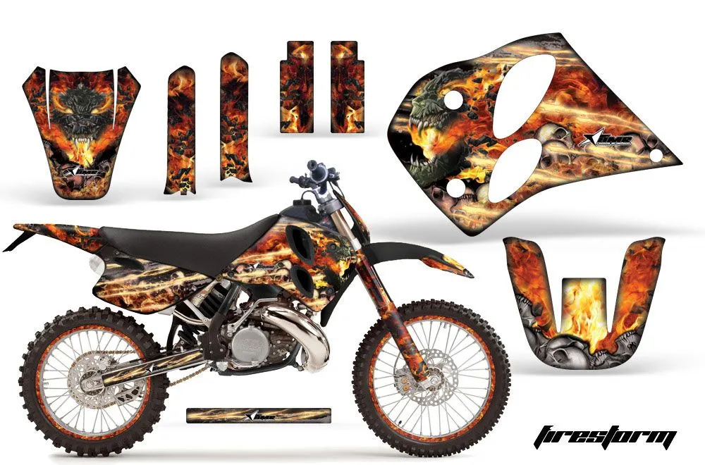 KTM C6 XC 2 Stroke Dirt Bike Graphic Kit - 1993-1997 Firestorm Black