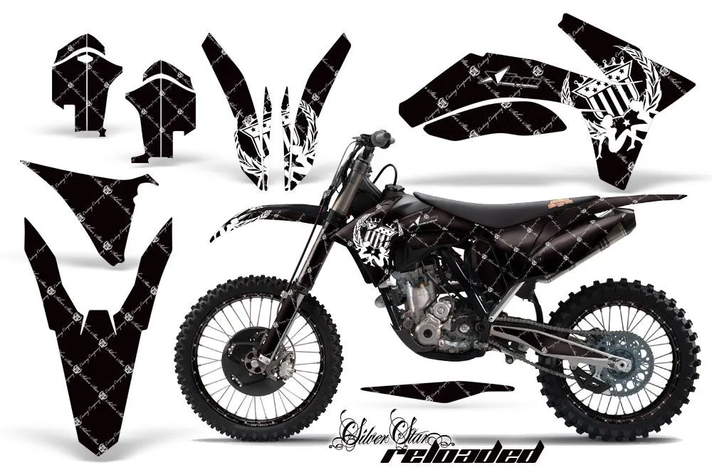 KTM C7 SX / SX-F Dirt Bike Graphic Kit - 2011-2012 Silver Star - Reloaded Black