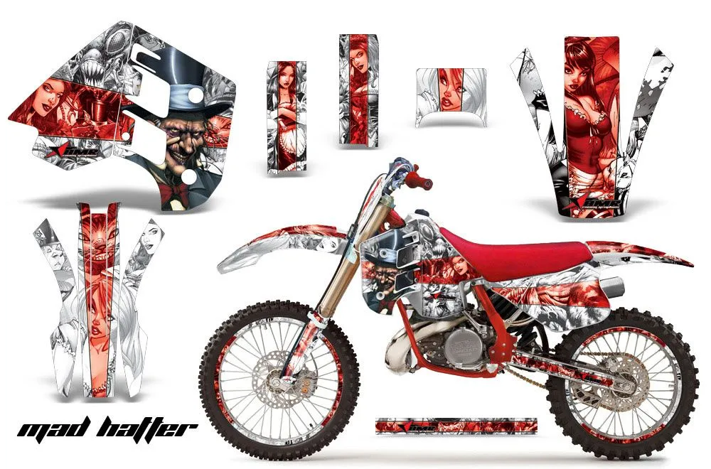 KTM C8 MXC / EXC 250 Dirt Bike Graphic Kit - 1990-1992 Mad Hatter White
