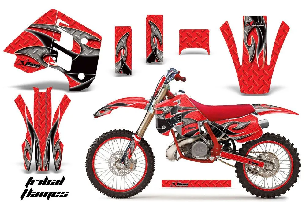 KTM C8 MXC / EXC 300 Dirt Bike Graphic Kit - 1990-1992 Tribal Flames Red