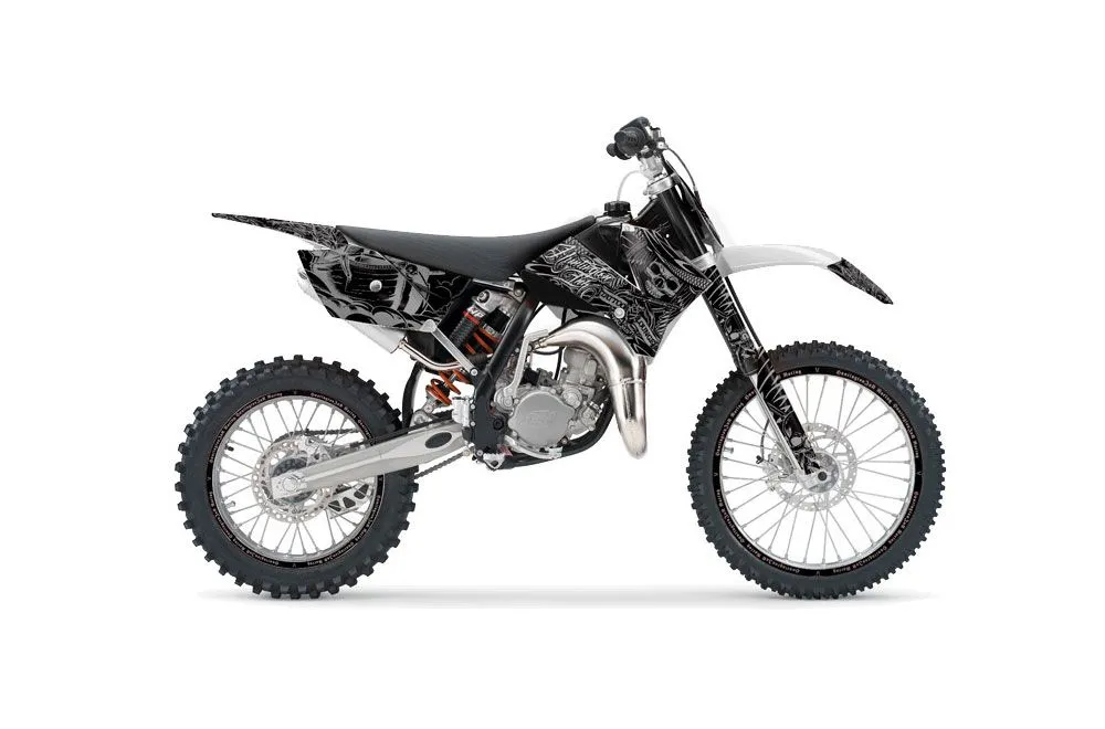 KTM SX 105 Dirt Bike Graphic Kit - 2006-2012 Skulls and Hammers Silver