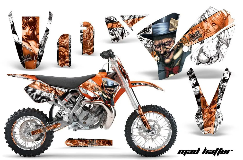 KTM SX 65 Dirt Bike Graphic Kit - 2002-2008 Mad Hatter White