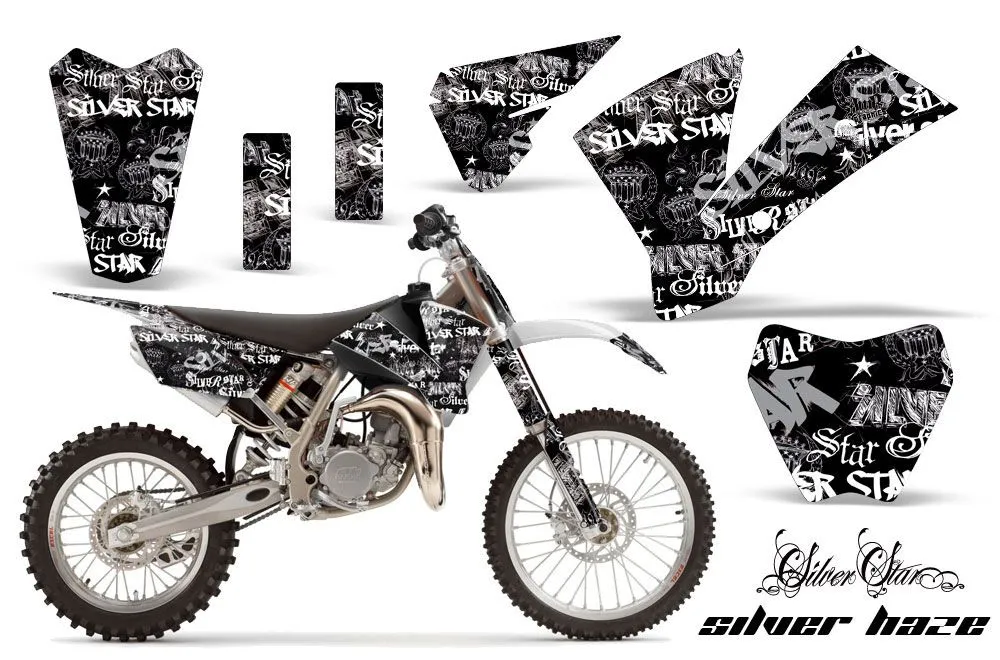 KTM SX 85 Dirt Bike Graphic Kit - 2004-2005 Silver Star - Silverhaze White