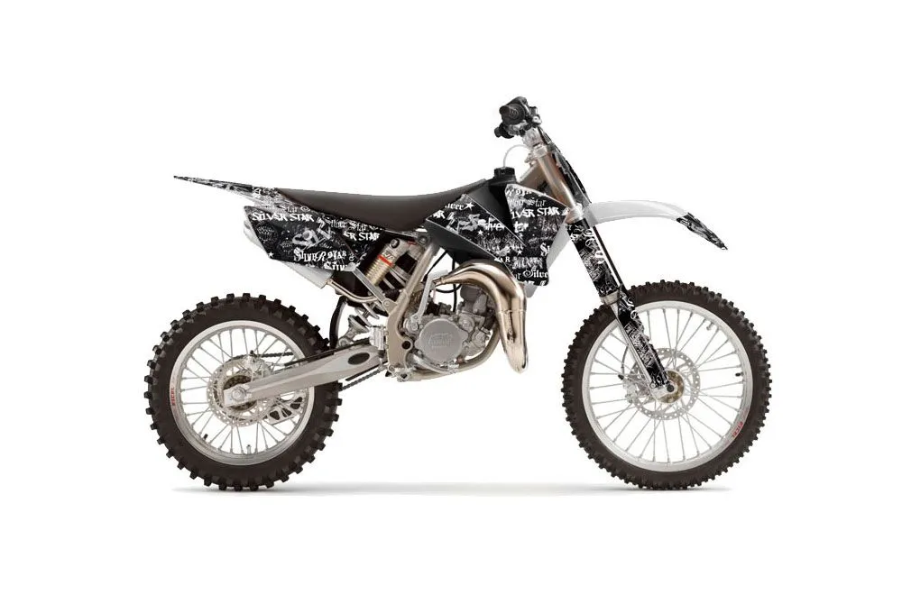 KTM SX 85 Dirt Bike Graphic Kit - 2004-2005 Silver Star - Silverhaze White