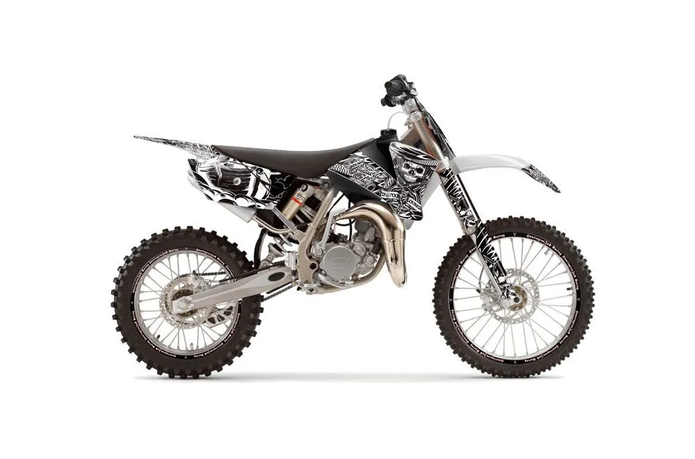 KTM SX 85 Dirt Bike Graphic Kit - 2004-2005 Skulls and Hammers White