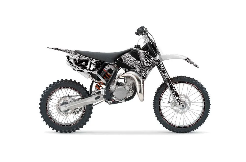 KTM SX 85 Dirt Bike Graphic Kit - 2006-2012 Skulls and Hammers White