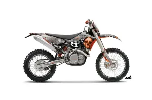 KTM C5 XC 125 / 525 Dirt Bike Graphic Kit - 2008-2010 Checkered Skull Orange