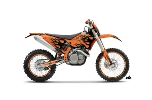 KTM C5 XCW 200/ 250 / 300 Dirt Bike Graphic Kit - 2011 Diamond Flames Orange