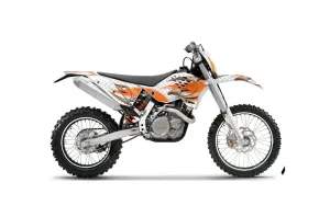 KTM C5 XCW 200/ 250 / 300 Dirt Bike Graphic Kit - 2011 Tribal Flames Orange