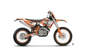 KTM C5 XCW 200/ 250 / 300 Dirt Bike Graphic Kit - 2011 Tribal Flames White