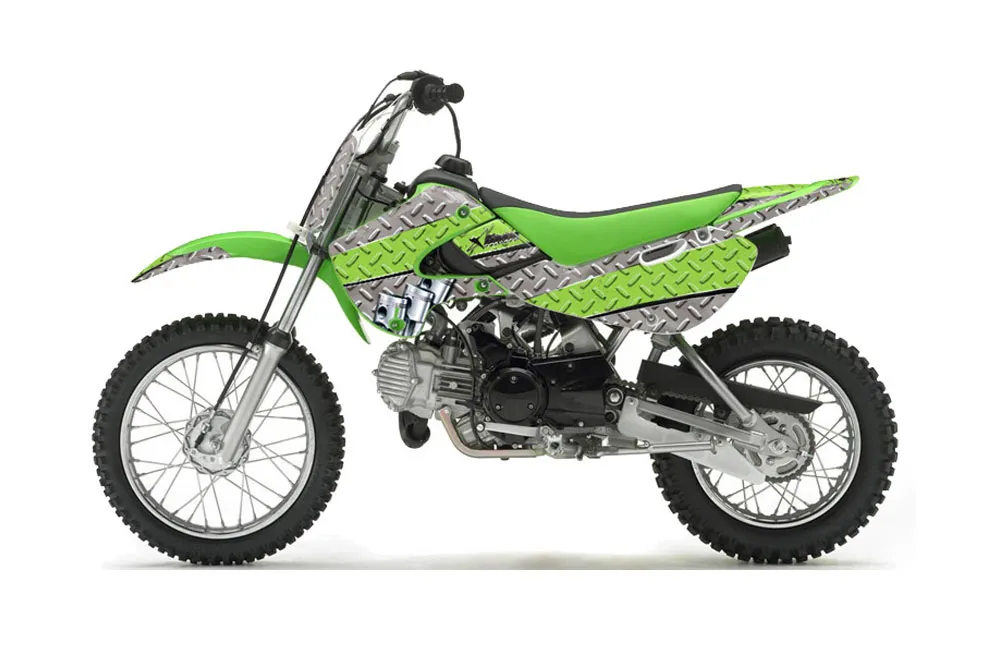 Suzuki DRZ 110 Dirt Bike Graphic Kit - All Years Diamond Flames Silver