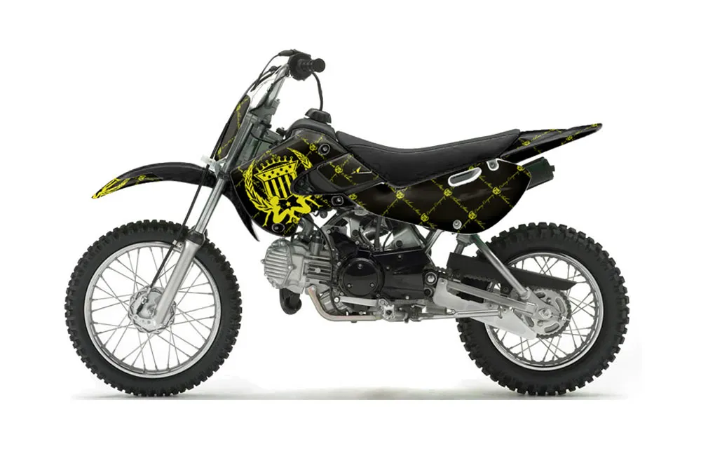 Suzuki DRZ 110 Dirt Bike Graphic Kit - All Years Silver Star - Reloaded Yellow