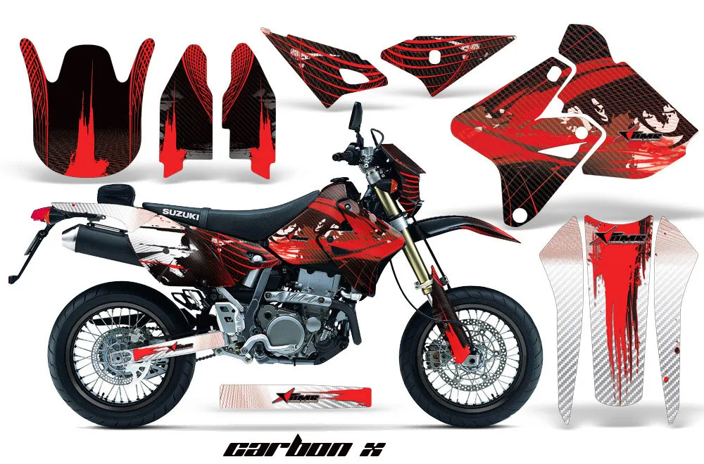 Suzuki DRZ 400 S Metal Tank Dirt Bike Graphic Kit - 2000-2023 Carbon X Red