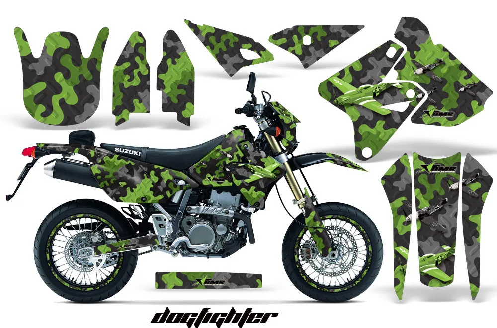 Suzuki DRZ 400 S Metal Tank Dirt Bike Graphic Kit - 2000-2023 Dog Fighter Green