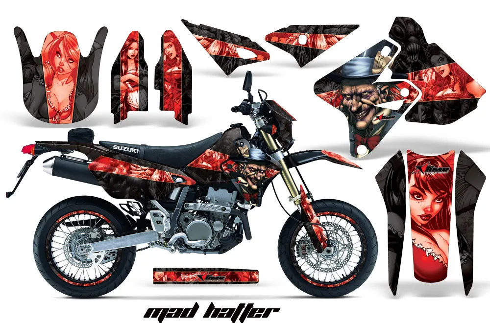 Suzuki DRZ 400 S Metal Tank Dirt Bike Graphic Kit - 2000-2023 Mad Hatter Black