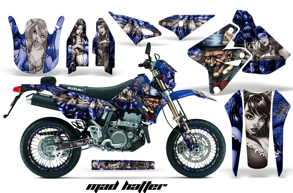 Suzuki DRZ 400 S Metal Tank Dirt Bike Graphic Kit - 2000-2023 Mad Hatter Blue