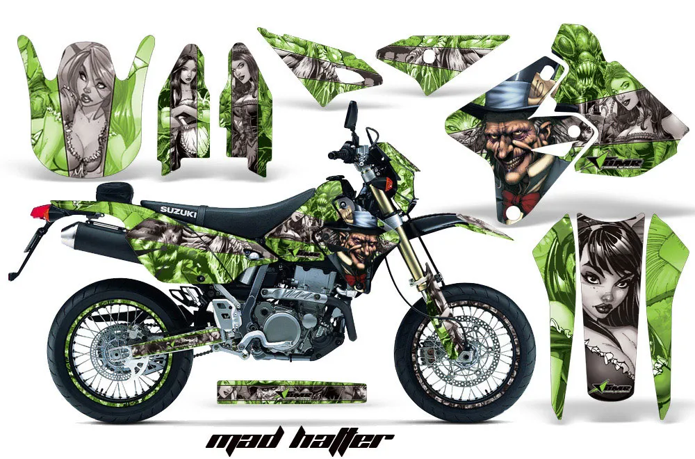Suzuki DRZ 400 S Metal Tank Dirt Bike Graphic Kit - 2000-2023 Mad Hatter Green