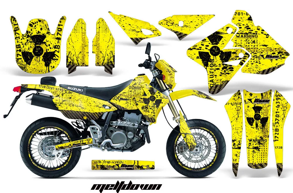 Suzuki DRZ 400 S Metal Tank Dirt Bike Graphic Kit - 2000-2023 Meltdown Yellow