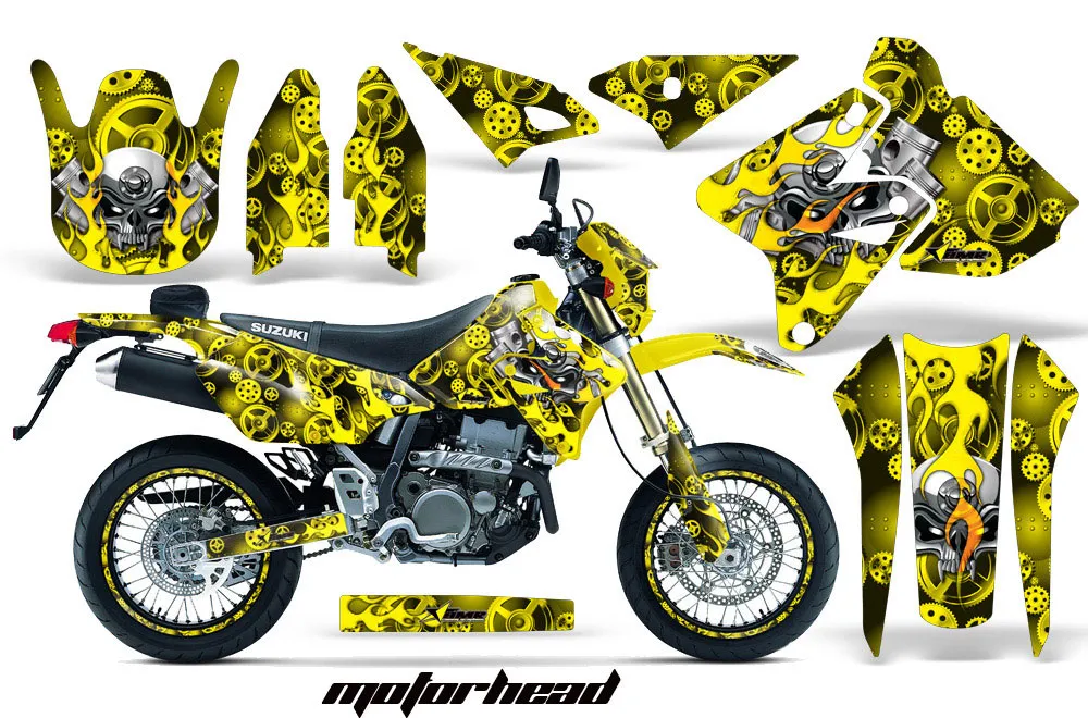 Suzuki DRZ 400 S Metal Tank Dirt Bike Graphic Kit - 2000-2023 Motorhead Yellow