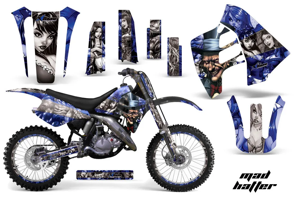 Suzuki RM 125 Dirt Bike Graphic Kit - 1992 Mad Hatter Blue