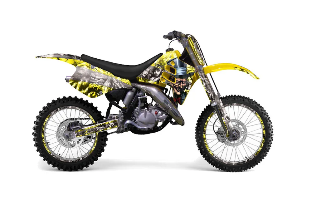 Suzuki RM 125 Dirt Bike Graphic Kit - 1992 Mad Hatter Yellow