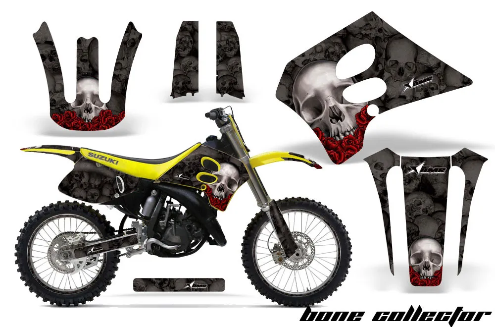 Suzuki RM 125 Dirt Bike Graphic Kit - 1993-1995 Bone Collector Black