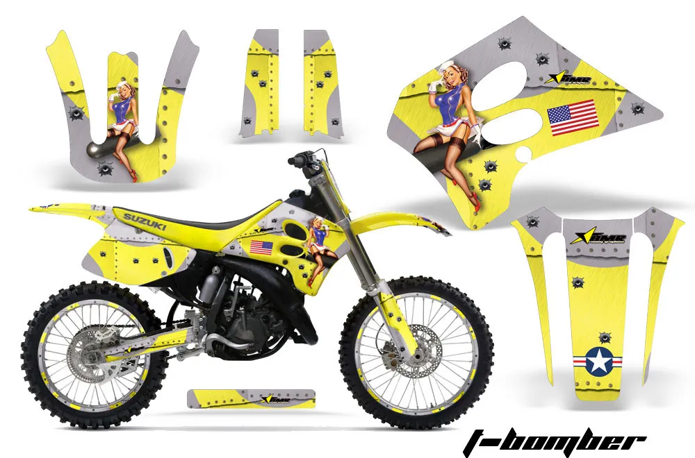 Suzuki RM 125 Dirt Bike Graphic Kit - 1993-1995 T Bomber Yellow