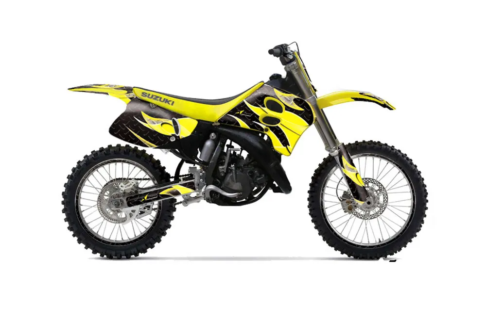 Suzuki RM 125 Dirt Bike Graphic Kit - 1993-1995 Tribal Flames Yellow
