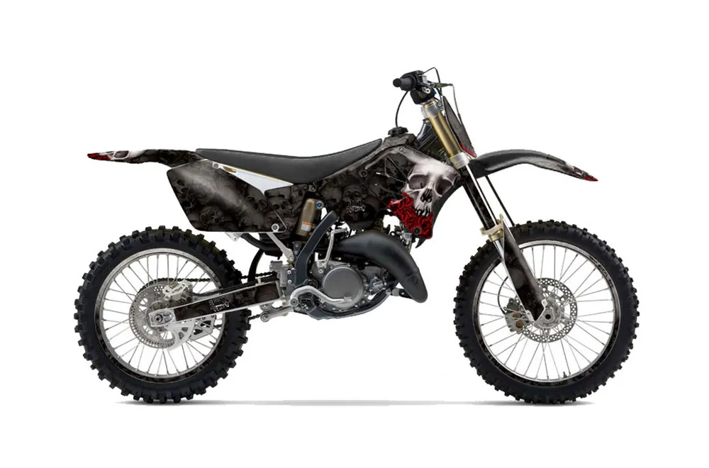 Suzuki RM 125 Dirt Bike Graphic Kit - 2001-2009 Bone Collector Black