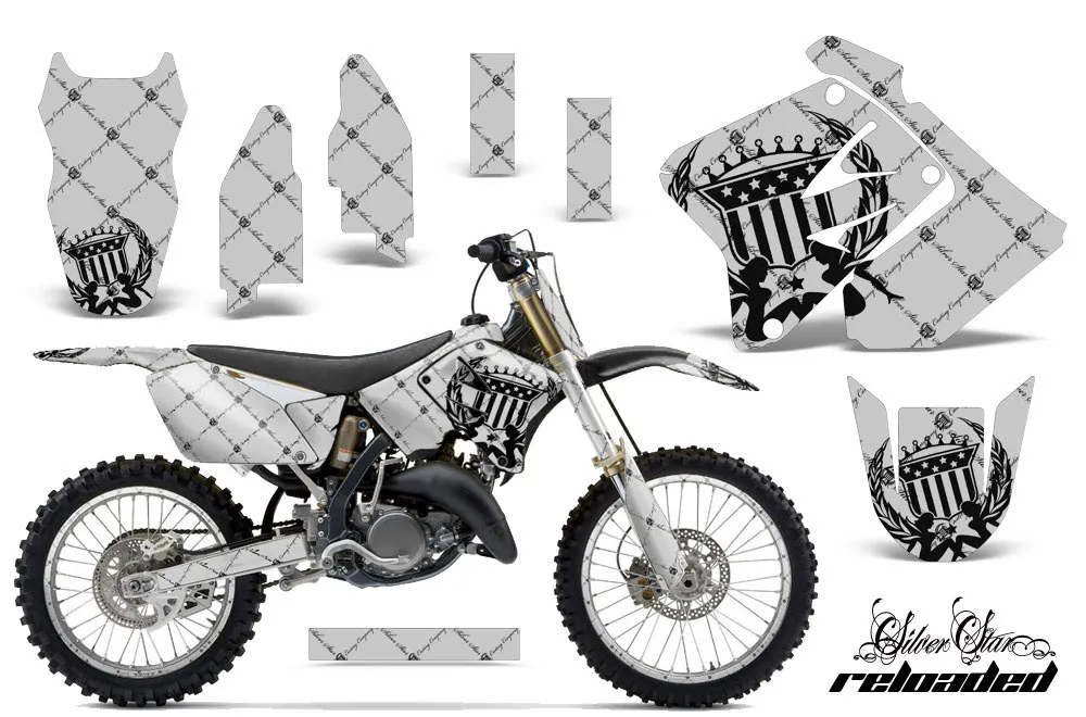 Suzuki RM 125 Dirt Bike Graphic Kit - 2001-2009 Silver Star - Reloaded Silver