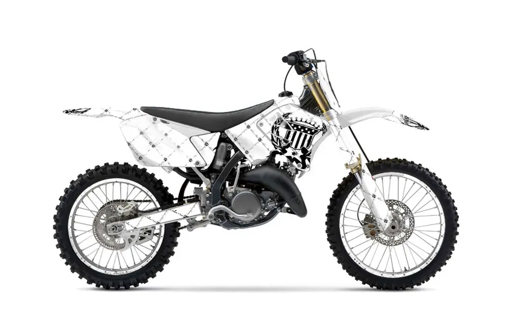 Suzuki RM 125 Dirt Bike Graphic Kit - 2001-2009 Silver Star - Reloaded White