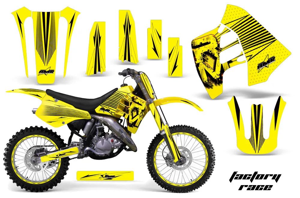 Suzuki RM 250 Dirt Bike Graphic Kit - 1989-1992 Factory Race Yellow