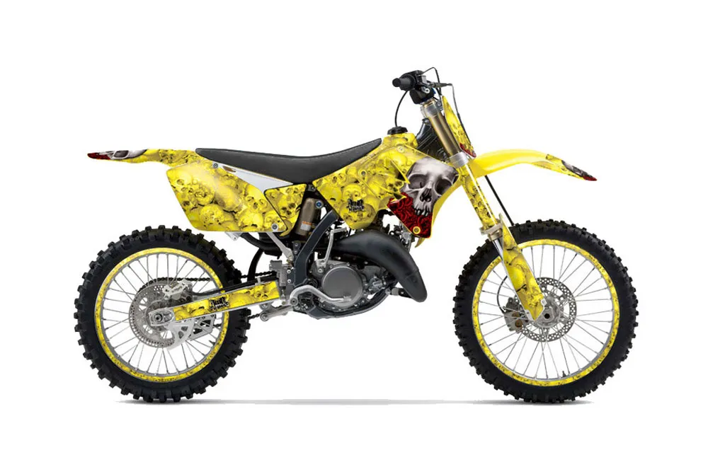 Suzuki RM 250 Dirt Bike Graphic Kit - 2001-2009 Bone Collector Yellow