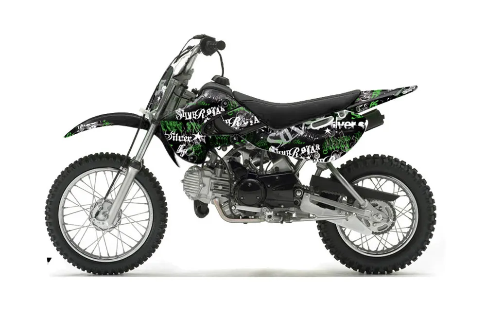 Suzuki RM 65 Dirt Bike Graphic Kit - All Years Silver Star - Silverhaze Green