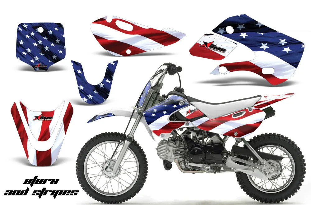 Suzuki RM 65 Dirt Bike Graphic Kit - All Years Stars and Stripes Red White & Blue