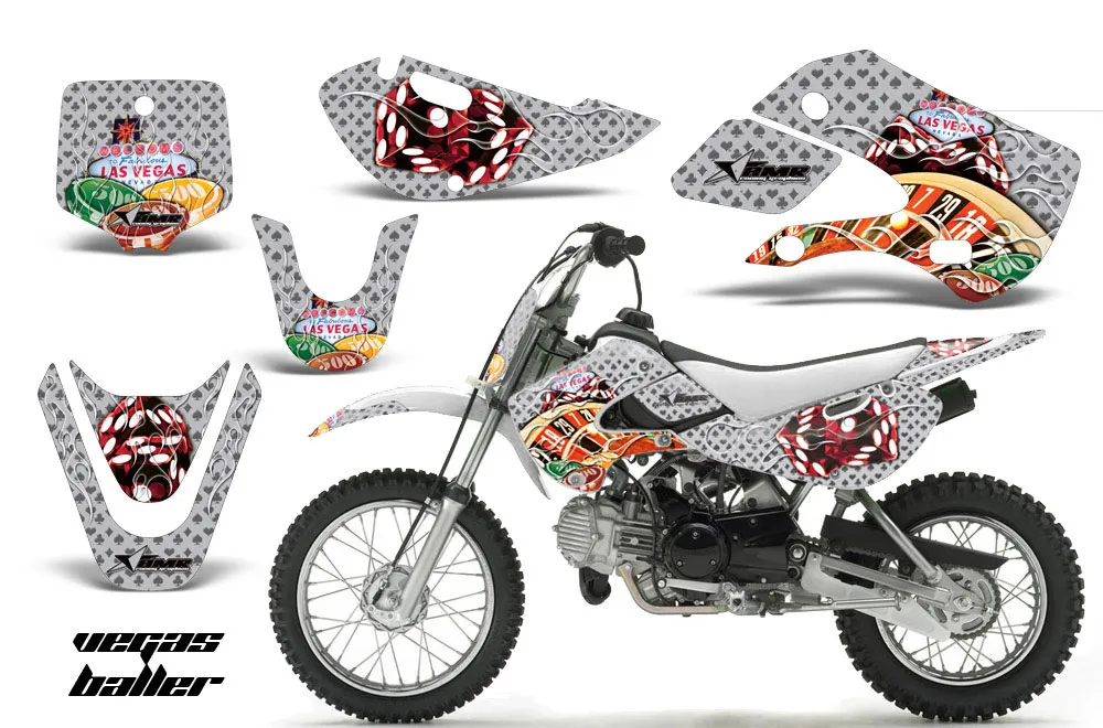 Suzuki RM 65 Dirt Bike Graphic Kit - All Years Vegas Baller Silver