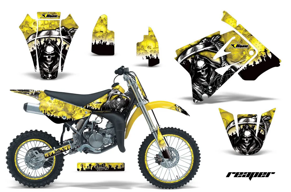 Suzuki RM 85 Dirt Bike Graphic Kit - 2001-2023 Reaper Yellow