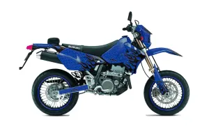 Suzuki DRZ 400 S Metal Tank Dirt Bike Graphic Kit - 2000-2023 Diamond Flames Blue