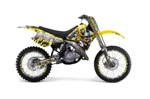 Suzuki RM 125 Dirt Bike Graphic Kit - 1992 Mad Hatter Yellow