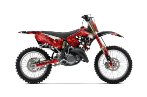 Suzuki RM 250 Dirt Bike Graphic Kit - 2001-2009 Checkered Skull Red