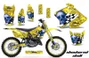 Suzuki RM 125 Dirt Bike Graphic Kit - 2001-2009 Checkered Skull Yellow