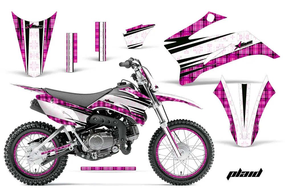 Yamaha TTR110 Dirt Bike Graphic Kit - 2008-2024 Plaid Pink