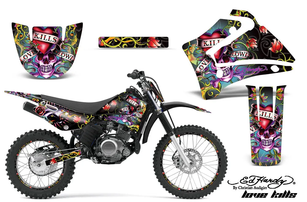 Yamaha TTR125 Dirt Bike Graphic Kit - 2000-2007 Ed Hardy - Love Kills Black
